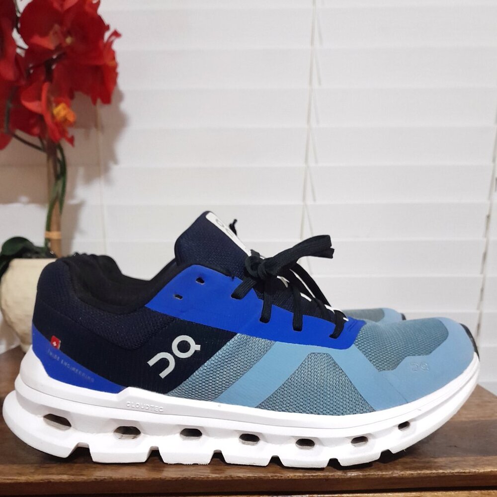 On Running Blue and Black Athletic Shoes